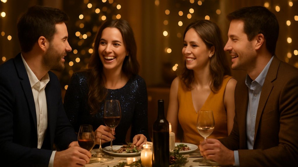 Gruppo di adulti in contesto sociale per Capodanno